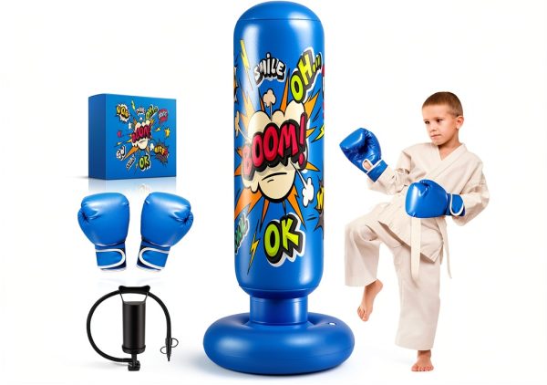 Karate Punching Bag REAYAN Blue PVC 17x5 Inch-0