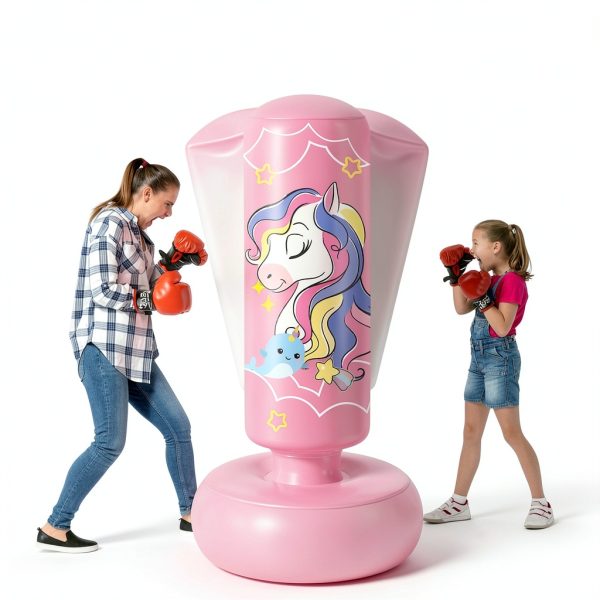 Threeall Freestanding Punching Bag Pink PVC 66in-4
