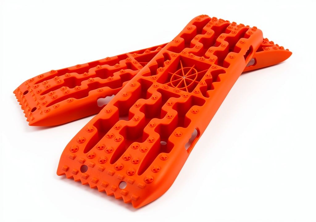 Dollate traction boards placed on snowy terrain