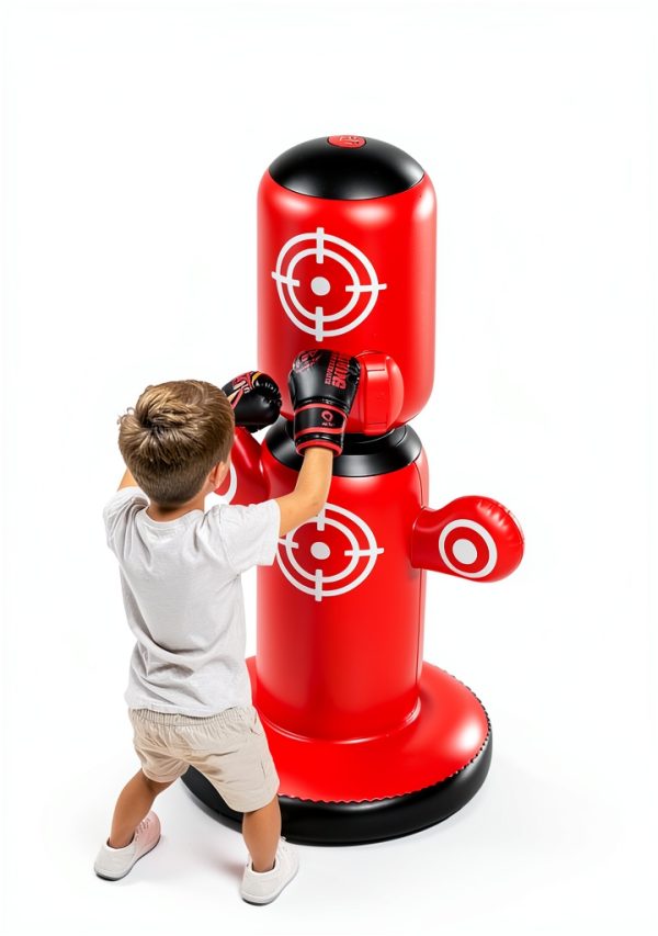 QPAU Kids Inflatable Punching Bag Red PVC Design-1