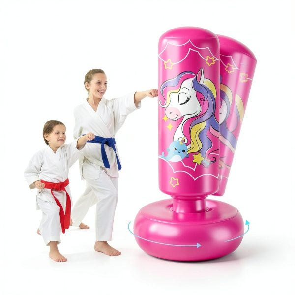 Threeall Freestanding Punching Bag Pink PVC 66in-1