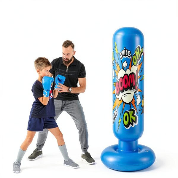 Karate Punching Bag REAYAN Blue PVC 17x5 Inch-3