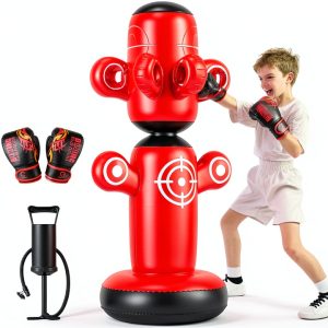 QPAU Kids Inflatable Punching Bag Red PVC Design-0