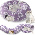 Cat Tunnel Peekaboo Cave with Dangling Balls MUYUHOME Purple-0