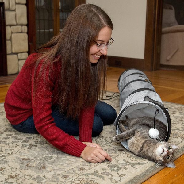 PetLike Cat Tunnel Collapsible Pop Up Tube with Peek Holes and Ball-3