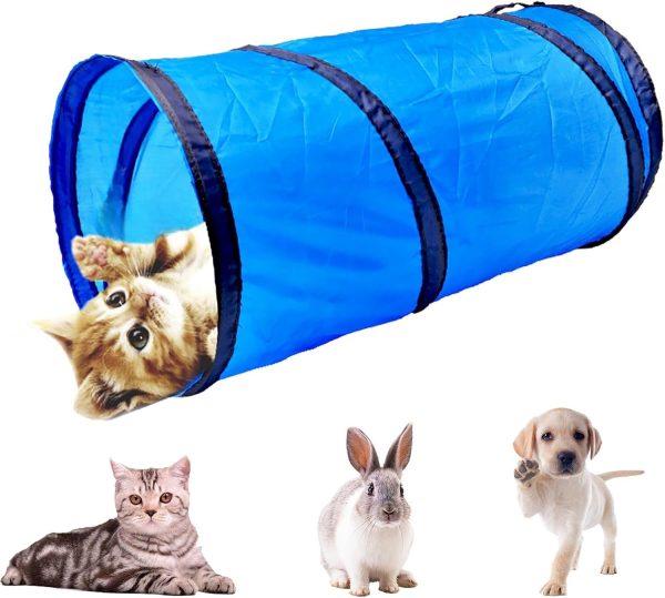Cat Tunnel iCAGY Interactive Play Tunnel 20-Inch Sky Blue Pop-Up-3