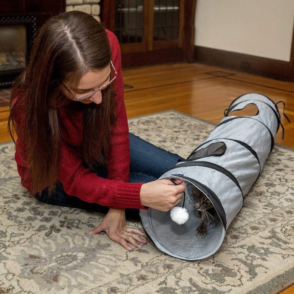 PetLike Cat Tunnel Collapsible Pop Up Tube with Peek Holes and Ball-1