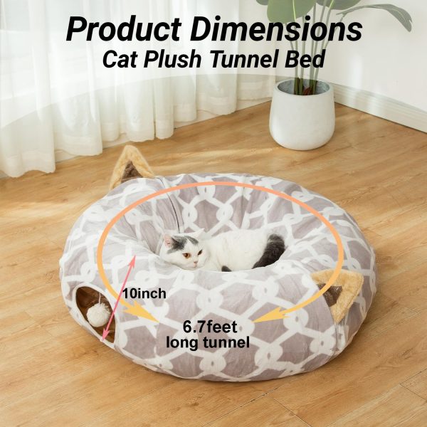 Cat Tunnel Bed LUCKITTY Large 10‑Inch Gray Star Flexible Tunnel-2