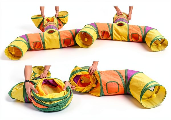 Petizer H-4-Way Cat Tunnel Washable Tear-Resistant Play Tube-4
