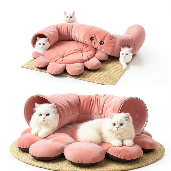 Cat Tunnel Bed Octopus Shaped with 20 Toys - VIEFIN Medium Pink-6