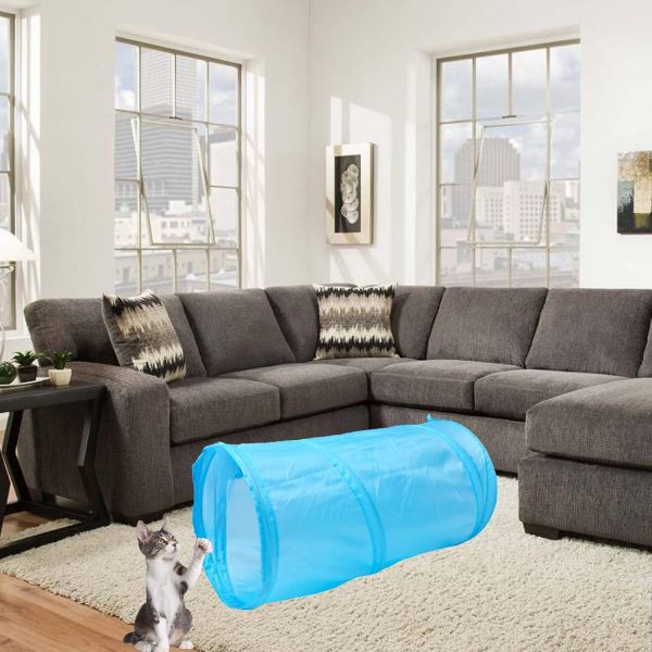 Cat Tunnel iCAGY Interactive Play Tunnel 20-Inch Sky Blue Pop-Up-5