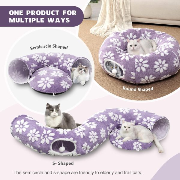 Cat Tunnel Peekaboo Cave with Dangling Balls MUYUHOME Purple-1