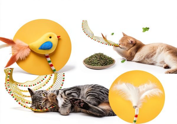 Spiral Tunnel Cat Toy Potaroma Foldable Tunnel with Feather Bell-3