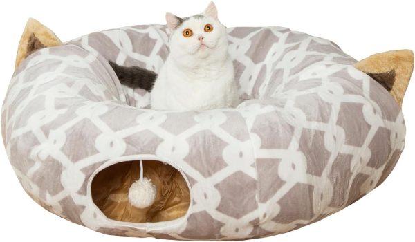 Cat Tunnel Bed LUCKITTY Large 10‑Inch Gray Star Flexible Tunnel-0