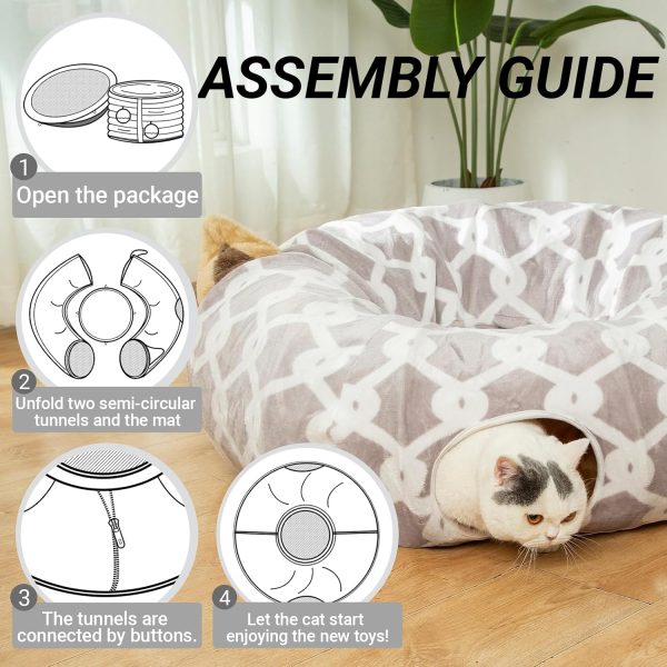 Cat Tunnel Bed LUCKITTY Large 10‑Inch Gray Star Flexible Tunnel-4