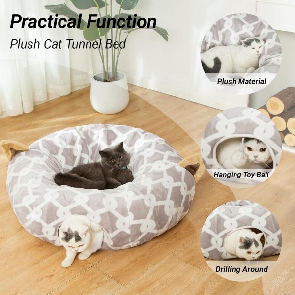 Cat Tunnel Bed LUCKITTY Large 10‑Inch Gray Star Flexible Tunnel-1