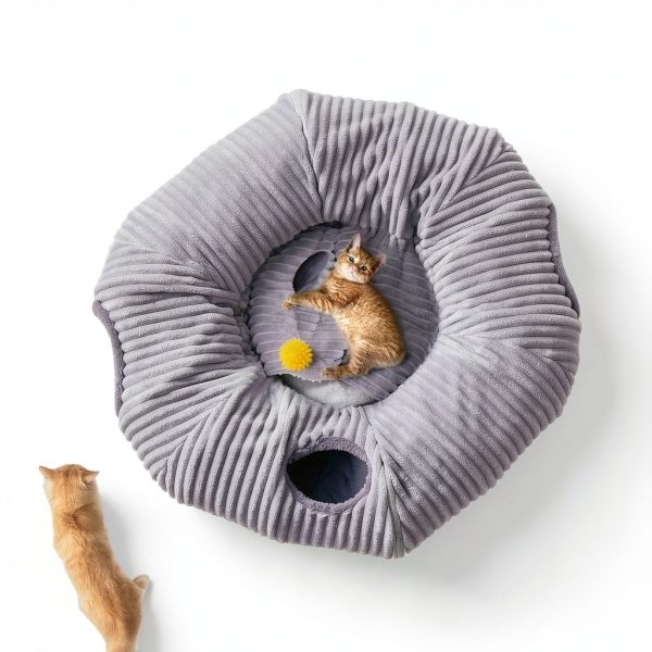 Cat Tunnel Bed WINDRACING Circle Cushion Blackout Tent for Indoor Cats-5
