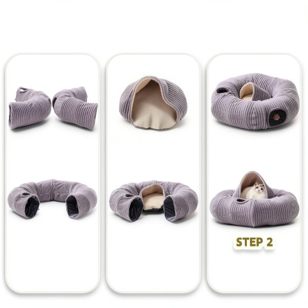 Cat Tunnel Bed WINDRACING Circle Cushion Blackout Tent for Indoor Cats-4