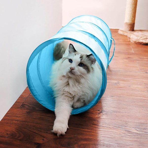 Cat Tunnel iCAGY Interactive Play Tunnel 20-Inch Sky Blue Pop-Up-0