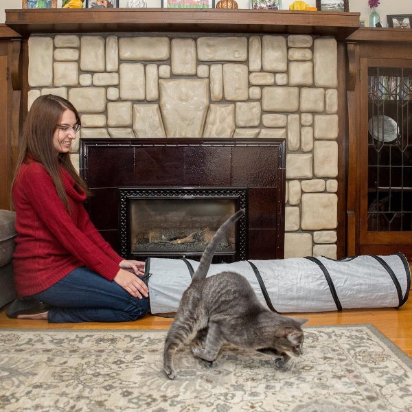 PetLike Cat Tunnel Collapsible Pop Up Tube with Peek Holes and Ball-4