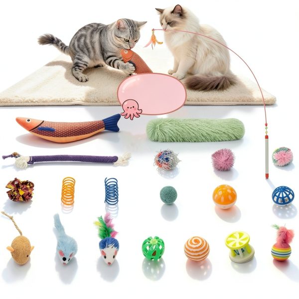 Cat Tunnel Bed Octopus Shaped with 20 Toys - VIEFIN Medium Pink-1
