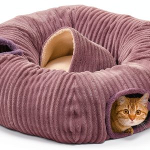 Cat Tunnel Bed WINDRACING Circle Cushion Blackout Tent for Indoor Cats-0