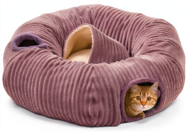 Cat Tunnel Bed WINDRACING Circle Cushion Blackout Tent for Indoor Cats-0