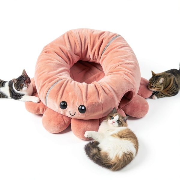 Cat Tunnel Bed Octopus Shaped with 20 Toys - VIEFIN Medium Pink-4
