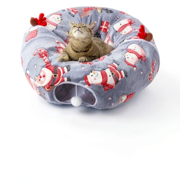 Cat Tunnel 9-Piece Christmas Set by Dansydaisy 3ft Plush Play Tunnel-3