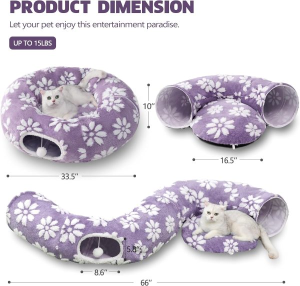 Cat Tunnel Peekaboo Cave with Dangling Balls MUYUHOME Purple-5