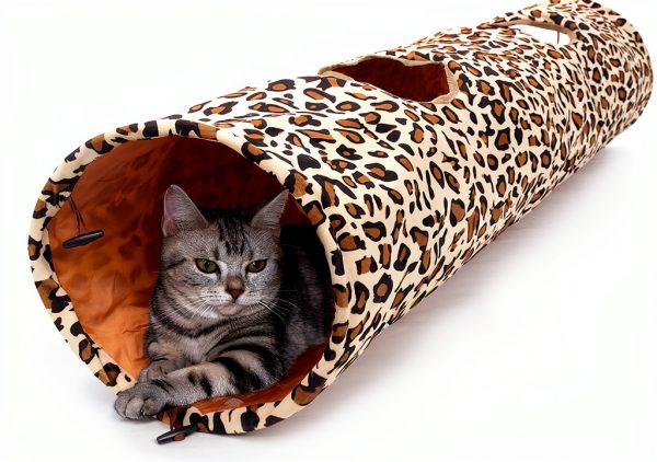 Collapsible Cat Tunnel PAWZ Road XL Wide 51" x 12" for Large Cats-0