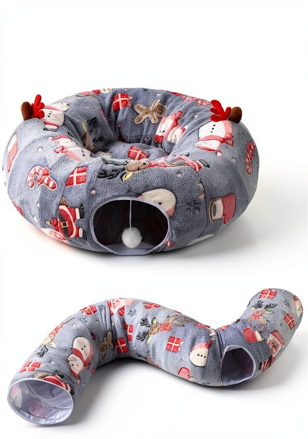 Cat Tunnel 9-Piece Christmas Set by Dansydaisy 3ft Plush Play Tunnel-4