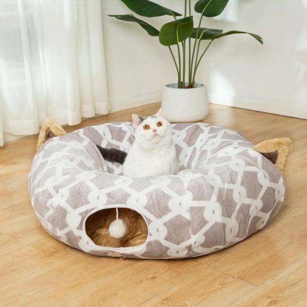 Cat Tunnel Bed LUCKITTY Large 10‑Inch Gray Star Flexible Tunnel-5
