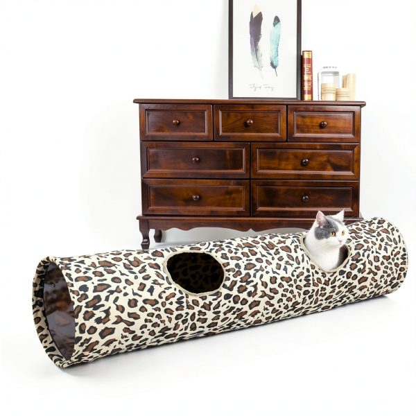 Collapsible Cat Tunnel PAWZ Road XL Wide 51" x 12" for Large Cats-6