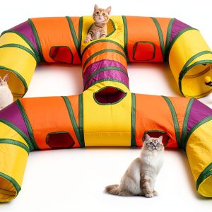 Petizer H-4-Way Cat Tunnel Washable Tear-Resistant Play Tube-0