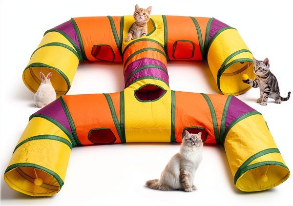 Petizer H-4-Way Cat Tunnel Washable Tear-Resistant Play Tube-0