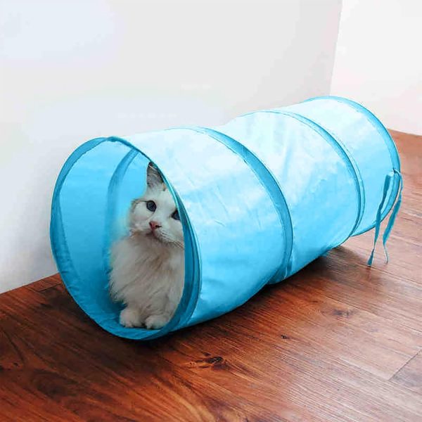Cat Tunnel iCAGY Interactive Play Tunnel 20-Inch Sky Blue Pop-Up-4