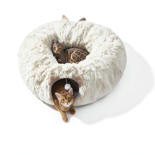 Cat Tunnel NEZIN Indoor Donut Playground with Plush Bed for Cats-4