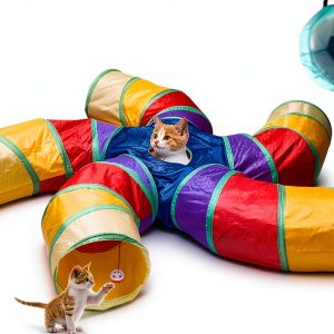 Cat Tunnel Depets 5‑Way Large Play Tube with Ball & Peephole-0