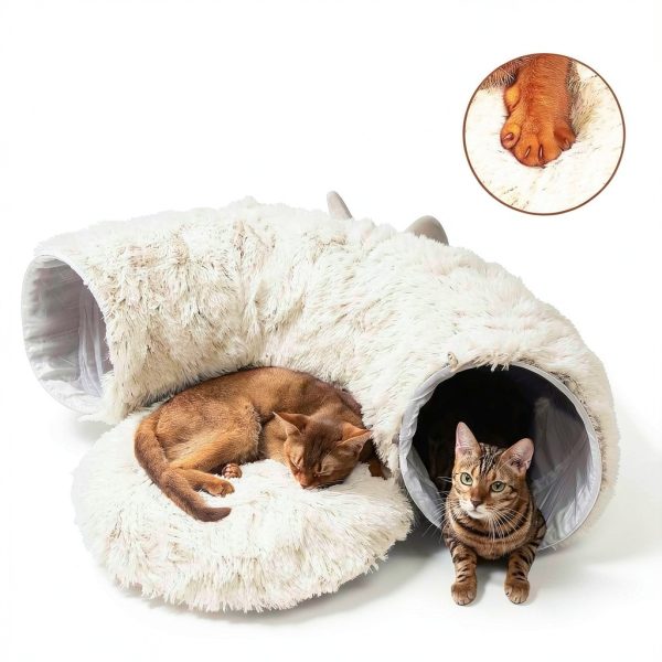 Cat Tunnel NEZIN Indoor Donut Playground with Plush Bed for Cats-1