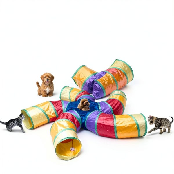 Cat Tunnel Depets 5‑Way Large Play Tube with Ball & Peephole-5